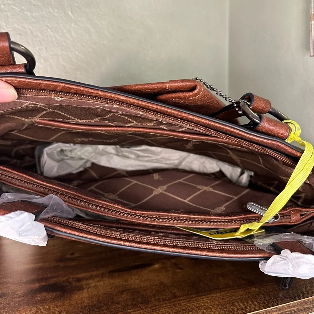 Wrangler Studded Brown Faux Leather Tote Bag - Picture 6 of 9